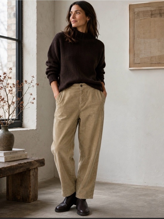 Eileen Fisher Pants - Eileen Fisher organic cotton beige corduroy pants size Small Petite S/P